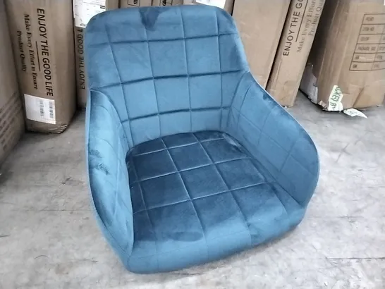 BOXED SET OF 2 BLUE VELVET DINING CHAIRS