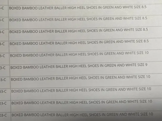 10 ASSORTED PAIRS OF BAMBOO FAUX LEATHER BALLER HIGH HEEL SHOES