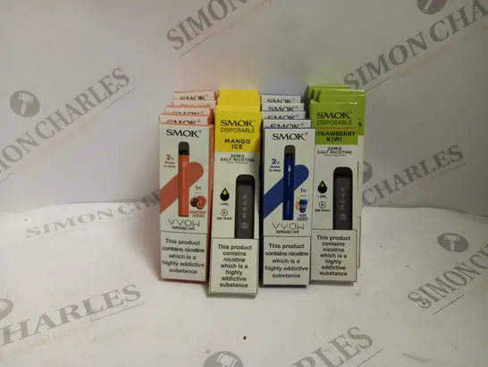 APPROXIMATELY 20 ASSORTED SMOK VVOW DISPOSABLE VAPES TO INCLUDE GRAPEFRUIT PASSION, MANGO ICE, VAPE ENERGY, AND STRAWBERRY KIWI FLAVOURS 