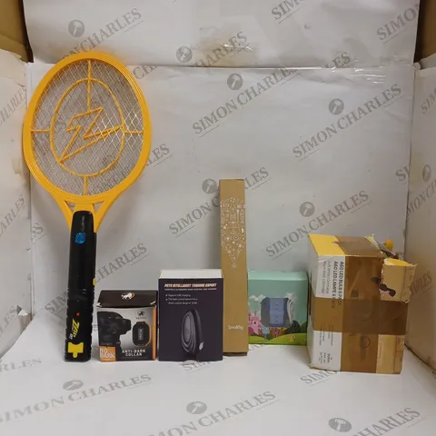 BOX OF APPROX 6 ASSORTED PRODUCTS TO INCLUDE ANTI BARK COLLAR, BOX OF 6 LIGHTBULBS, FLY ZAPPER, ETC. 