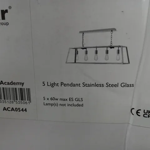 ACADEMY 5 LIGHT PENDANT STAINLESS STEEL - COLLECTION ONLY
