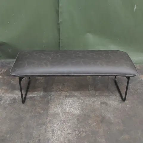 STYLISH GREY LEATHER UPHOLSTERED BENCH