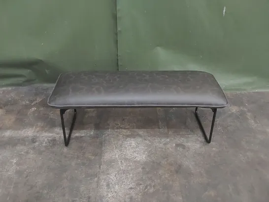 STYLISH GREY LEATHER UPHOLSTERED BENCH