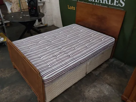 TRADITIONAL ANTIQUE 4'6" DOUBLE SIZE DIVAN BED WITH MATTRESS