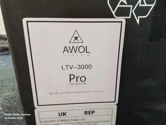 BOXED AWOL Vision LTV-3000 Pro Projector, 3840 x 2160 4K UHD, 3,000 ANSI Lumen [POWERS ON AND DISPLAYS SCREEN]