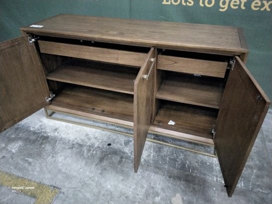 DESIGNER OAK WITH BRASS INLAY TRIPLE DOOR SIDEBOARD W 160cm