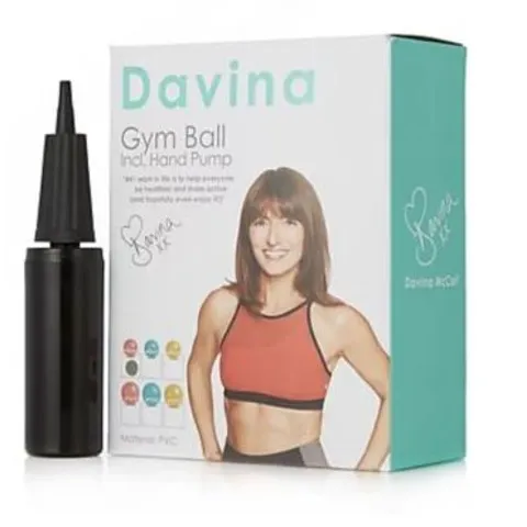 BRAND NEW BOXED DAVINA GYM BALL INCLUDING HAND PUMP AND MAT- CORAL