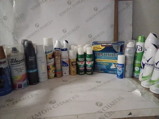 BOX OF HOUSEHOLDS ITEMS TO INCLUDE SURE ANTI-PERSPIRANT , BATISTE DRY SHAMPOO