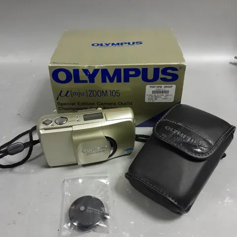 BOXED OLYMPUS ZOOM 105 SPECIAL EDITION CHAMPAGNE FINISH FILM CAMERA 