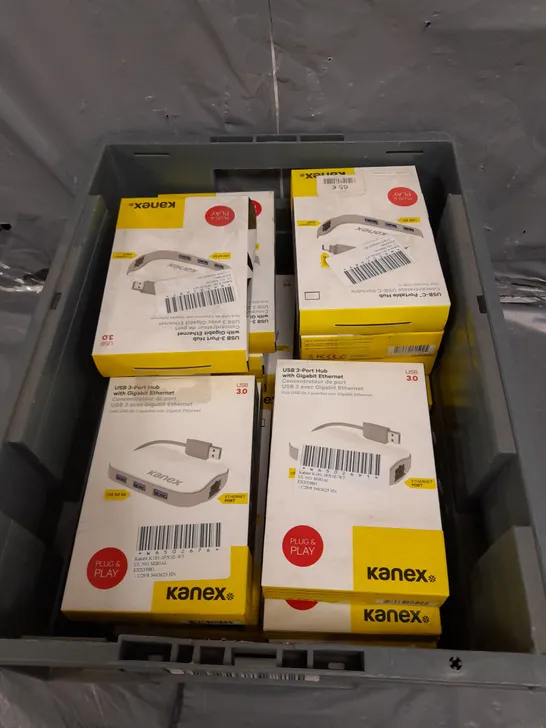 TOTE OF ASSORTED KANEX 3 PORT HUB WITH GIGABIT ETHERNET 