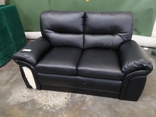 DESIGNER TWO SEATER SOFA BLACK LEATHER 