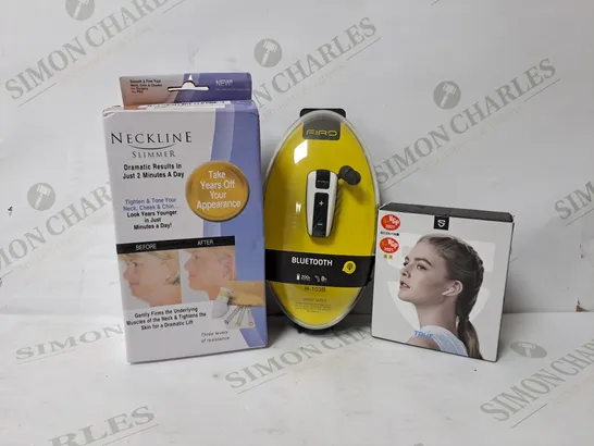 APPROXIMATELY 20 ASSORTED PRODUCTS TO INCLUDE TRUEAIR2 SOUNDPEATS, FIRO BLUETOOTH HEADSET, NECKLINE SLIMMER 