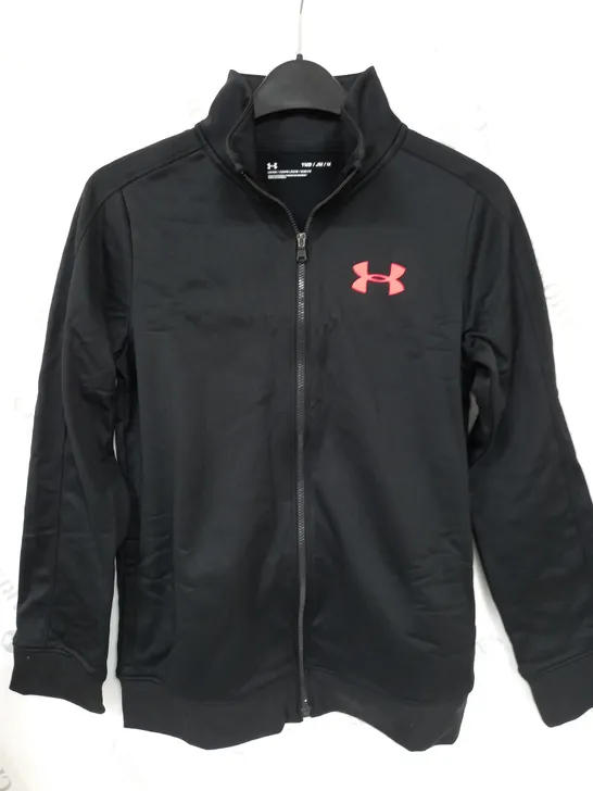 UNDER ARMOUR LONG SLEEVE LOGO ZIP UP FLEECE IN BLACK - MEDIUM