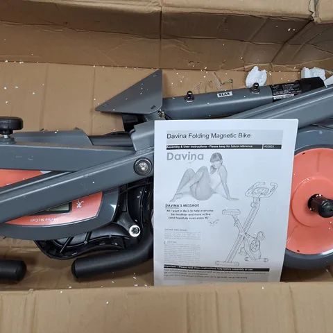 DAVINA FITNESS FOLDING MAGNETIC EXERCISE BIKE - CORAL - COLLECTION ONLY