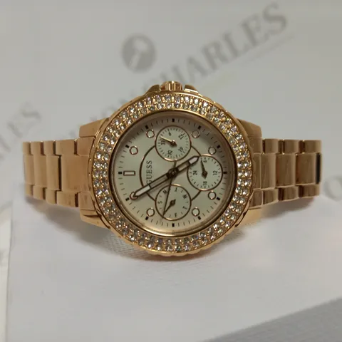 GUESS CROWN JEWEL ROSE GOLD TONE WATCH