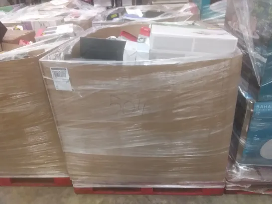 PALLET OF LARGE AMOUNT OF ASSORTED PRODUCTS TO INCLUDE PRINTERS, BOOMBOXES, AND HEADPHONES ETC