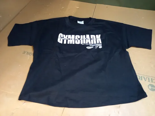 GYMSHARK "10 YEARS STRONG" BLACK CROPTOP - SMALL