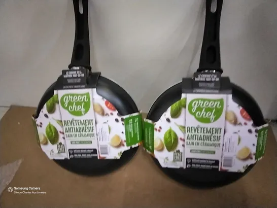 TWO GREEN CHEF 24cm NON STICK FRYING PANS