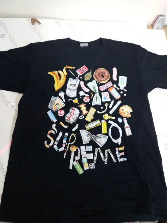 SUPREME BLACK LOGO TSHIRT-LARGE