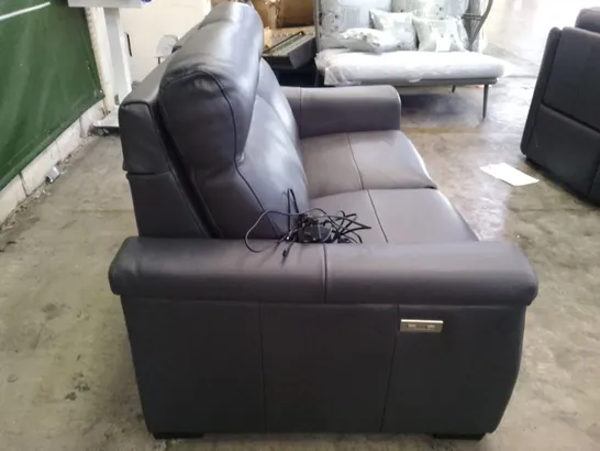 QUALITY ITALIAN DESIGNER GARDA ELECTRIC LOVESEATS - DARK GREY LEATHER