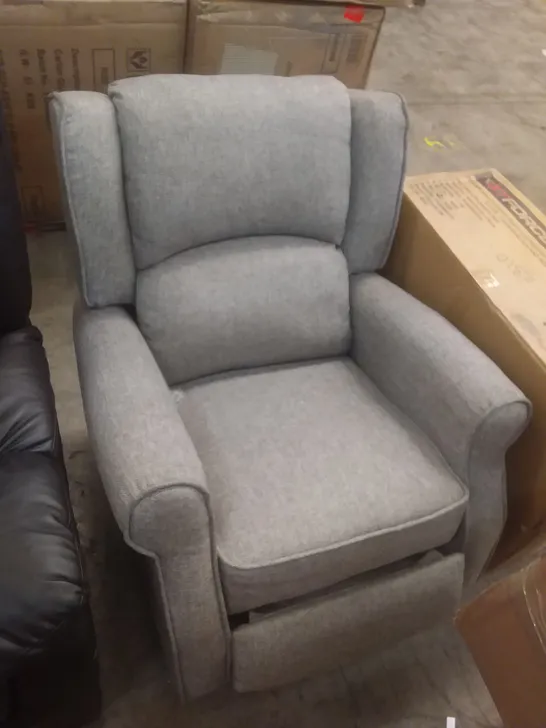 DESIGNER GREY FABRIC PUSHBACK RECLINER ARMCHAIR