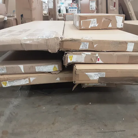 PALLET OF ASSORTED FLAT-PACKED FURNITURE PARTS TO INCLUDE CHESTS AND WARDROBES 