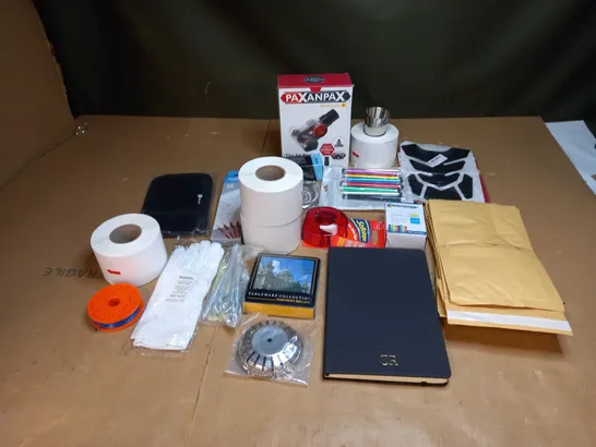 LOT OF ASSORTED ITEMS TO INCLUDE HOOVER PARTS, STICKY LABELS AND DIARIES