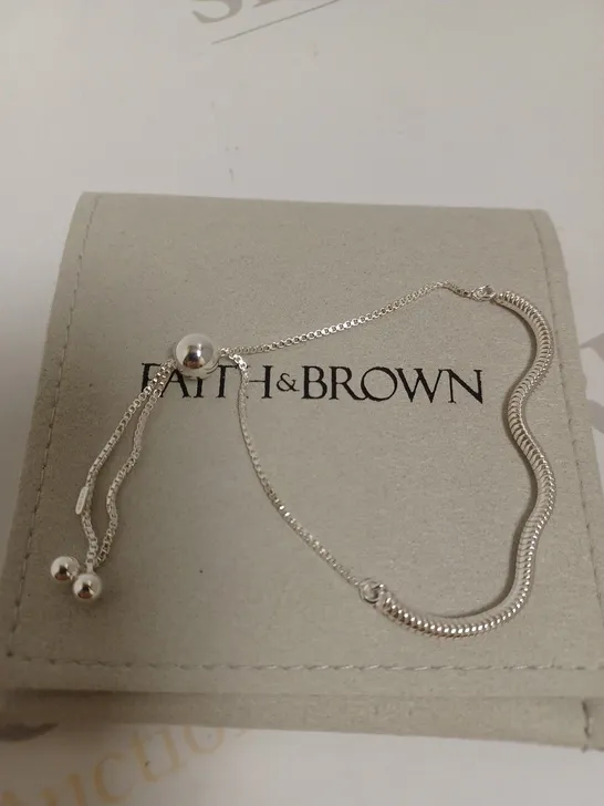 FAITH & BROWN SNAKE CHAIN SLIDER BRACELET IN SILVER