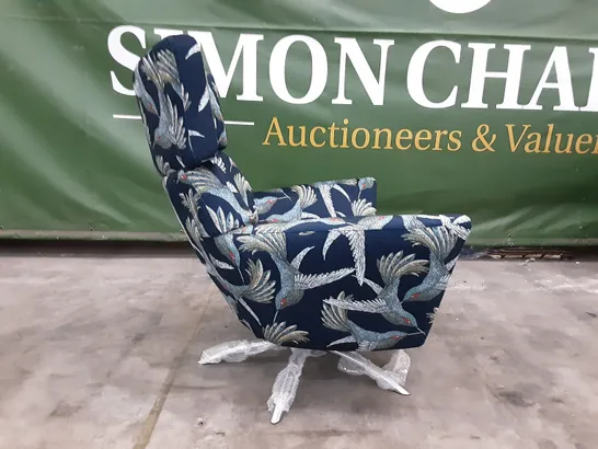 QUALITY BRITISH MANUFACTURED DESIGNER THE LOUNGE CO. JACOB CHAIR LOR288 PARADISE BIRD NAVY 