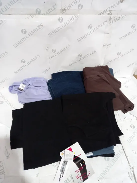 BOX OF ASSORTED CLOTHING TO INCLUDE: DRESSES, TOPS AND TROUSERS