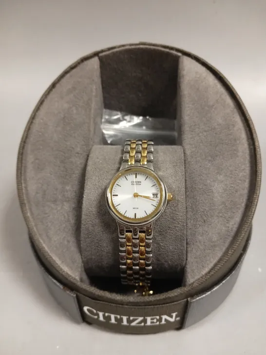 CITIZEN ECO-DRIVE LADIES WHITE DIAL WATCH 