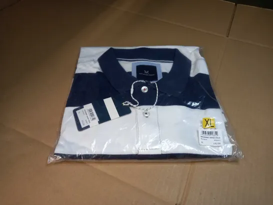 PACKAGED CREW CLOTHING COMPANY NAVY/WHITE JERSEY POLO - XL