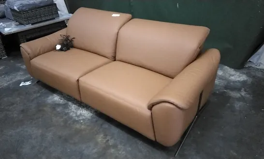 QUALITY ITALIAN DESIGNER POWER RECLINER LARGE SOFA IN RUST ORANGE LEATHER