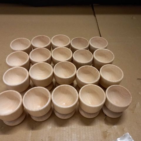 LOT OF 20 WOODEN EGG CUPS