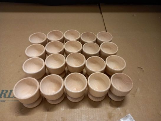 LOT OF 20 WOODEN EGG CUPS