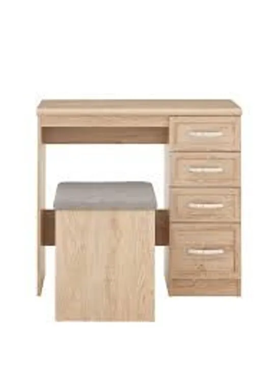 BOXED GRADE 1 CAMBERLEY DRESSING TABLE AND STOOL SET OAK