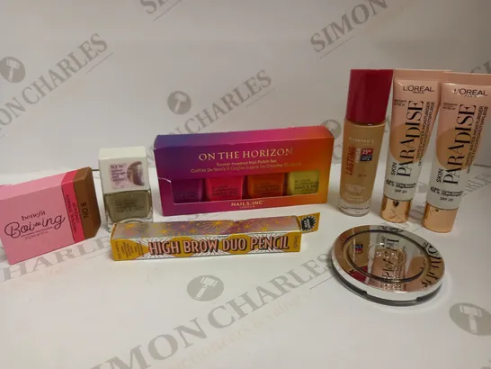 LOT OF 8 ASSORTED MAKEUP ITEMS, TO INCLUDE BENEFIT, NAILS INC, RIMMEL, PUR & LOREAL RRP £116
