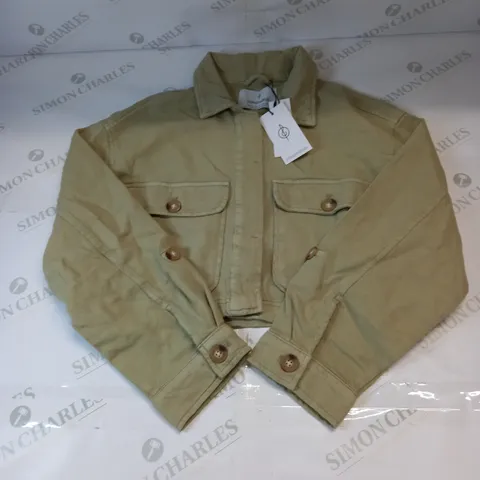 STRADIVARIUS CROPPED JACKET IN LIGHT GREEN SIZE SMALL