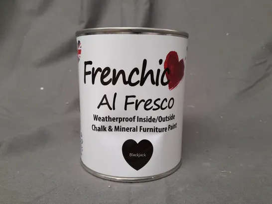 FRENCHIC AL FRESCO WEATHERPROOF INSIDE/OUTSIDE CHALK & MINERAL FURNITURE PAINT - BLACKJACK (750ML)