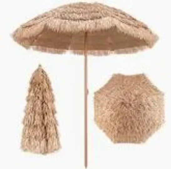 BOXED OUTSUNNY 1.6M PATIO GARDEN HAWAII BEACH SUN UMBRELLA SUNSHADE HAWAIIAN FOLDING TILTING CRANK PARASOL (WHEAT)