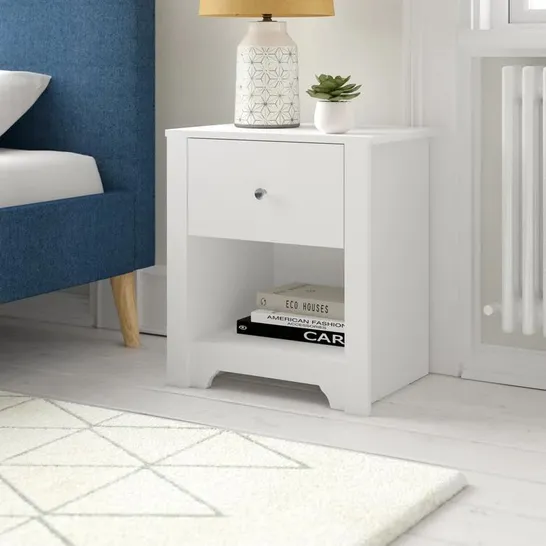 BOXED ROSELINE 1 DRAWER BEDSIDE TABLE WHITE