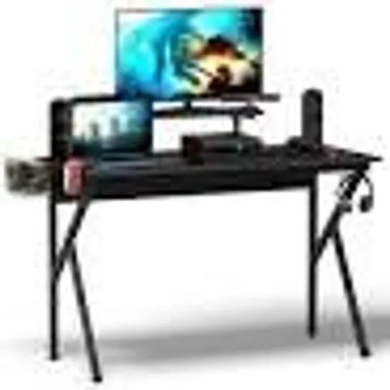 GAMING COMPUTER DESK WITH MONITOR SHELF AND AUDIO STAND 