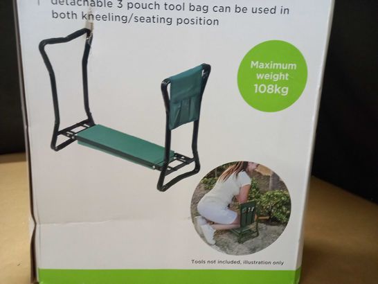 BOXED GREENBLADE GARDEN KNEELER AND CHAIR WITH TOOL BAG