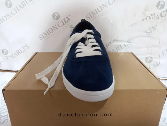 BOXED PAIR OF DUNE LONDON TRAINERS NAVY SIZE 7