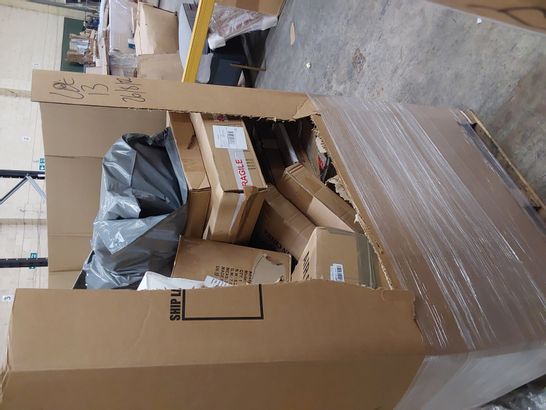 PALLET OF ASSORTED PRODUCTS INCLUDING AIR COOLER, AIR FRYER, CONVECTOR HEATER, SINGLE QUILT, TOILET SEATS, STORAGE FOOTSTOOL/OTTOMAN.