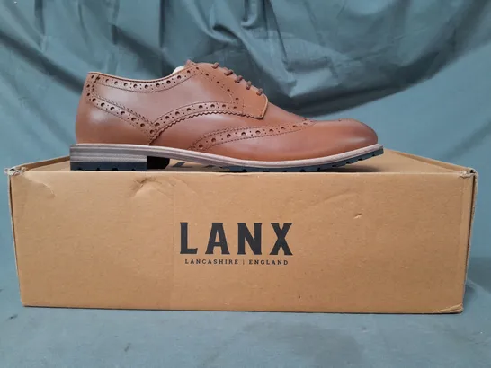 BOXED PAIR OF LANX WHITEWELL SHOES IN TAN UK SIZE 8