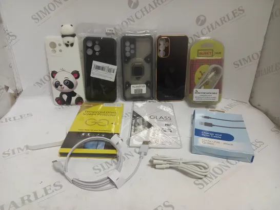 APPROXIMATELY 25 ASSORTED SMARTPHONE PRODUCTS TO INCLUDE CASES, CHARGING CABLES, SCREEN PROTECTORS ETC  