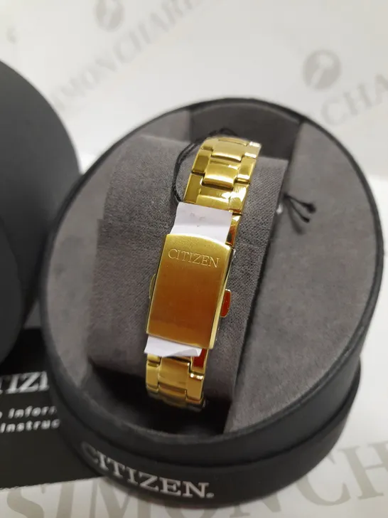 CITIZEN ECO-DRIVE GOLD WATCH WITH BRACELET CLASP DETAIL