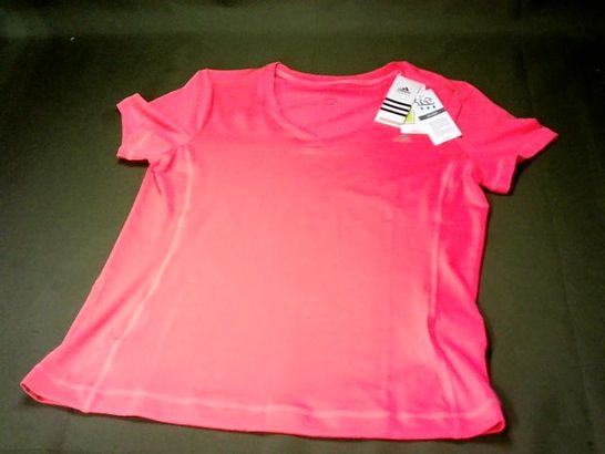 ADIDAS CLIMALITE V-NECK T-SHRT IN PINK - L 16-18