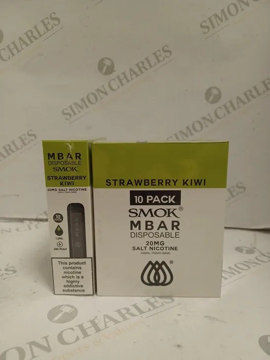 BOXED 1 PACK OF 10 SMOK M BAR DISPOSABLE VAPES - STRAWBERRY KIWI. 